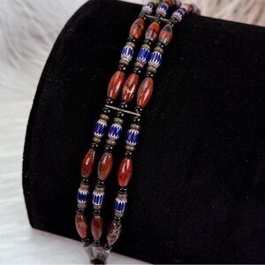 Bohemian hippie chic vintage three strand bracelet